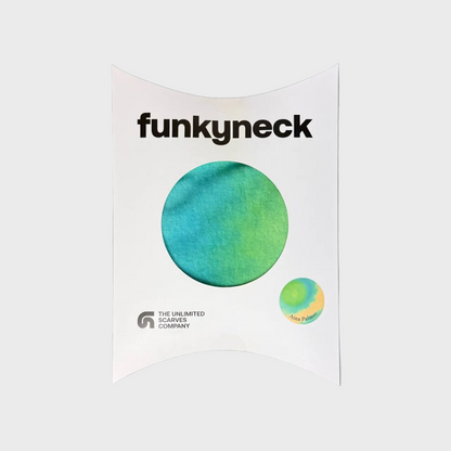 Packaging del fular Mint verde menta, turquesa y beige de FunkyNeck